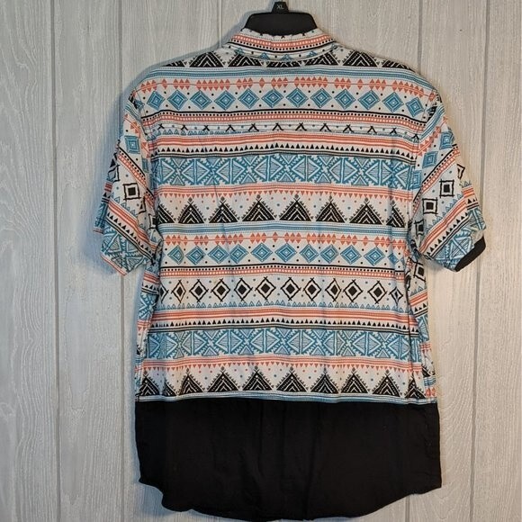 Decibel South West Print Button Front Short Sleeve Shirt EUC SZ L - Picture 2 of 6